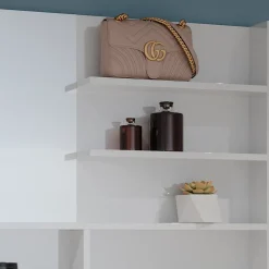 Spiegelregal Weiß Hochglanz 119.8 x 70 cm mit offenen Fächern Vicco