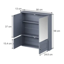 Spiegelschrank Bianco Grau 56 x 58 cm Vicco