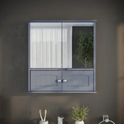 Spiegelschrank Bianco Grau 56 x 58 cm Vicco