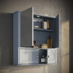 Spiegelschrank Bianco Grau 56 x 58 cm Vicco