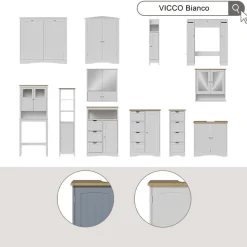 Spiegelschrank Bianco Grau 56 x 58 cm Vicco