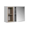 Spiegelschrank Elnor Weiß/Eiche 60 x 45 cm mit 2 offenen Fächern & 1 Tür Vicco