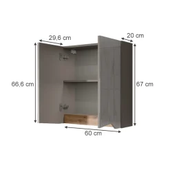 Spiegelschrank Marelle Greige 60 x 67 cm mit höhenverstellbarem Einlegeboden Vicco