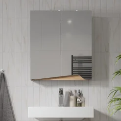 Spiegelschrank Marelle Greige 60 x 67 cm mit höhenverstellbarem Einlegeboden Vicco