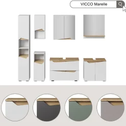 Spiegelschrank Marelle Greige 60 x 67 cm mit höhenverstellbarem Einlegeboden Vicco