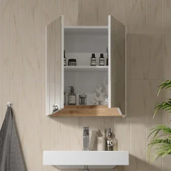 Spiegelschrank Marelle Weiß/Artisan 60 x 67 cm mit höhenverstellbarem Einlegeboden Vicco