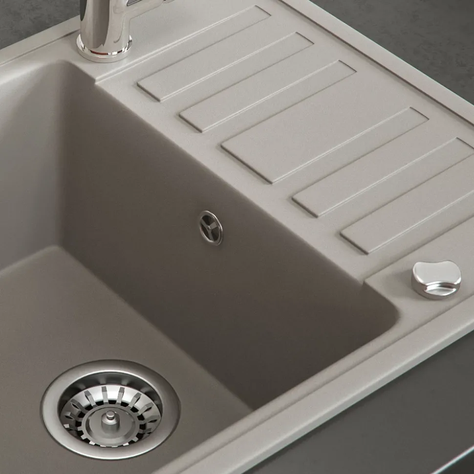 Spülbecken Beige 57.5 x 46 cm mit Trockenplatz Bergström