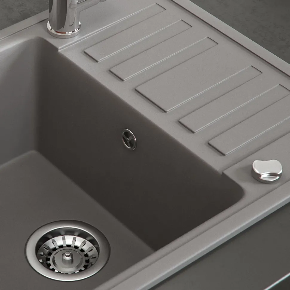 Spülbecken Beton 57.5 x 46 cm mit Trockenplatz Bergström