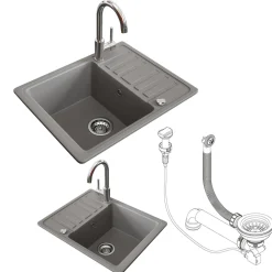 Spülbecken Beton 57.5 x 46 cm mit Trockenplatz Bergström