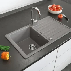 Spülbecken Beton 76.5 x 46 cm mit Trockenplatz Bergström