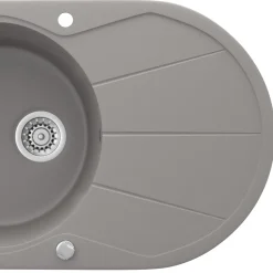Spülbecken Beton 78 x 50 cm Rund mit Trockenplatz Bergström