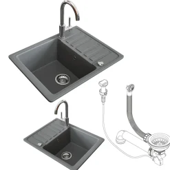 Spülbecken Grau 57.5 x 46 cm mit Trockenplatz Bergström