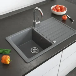 Spülbecken Grau 76.5 x 46 cm mit Trockenplatz Bergström