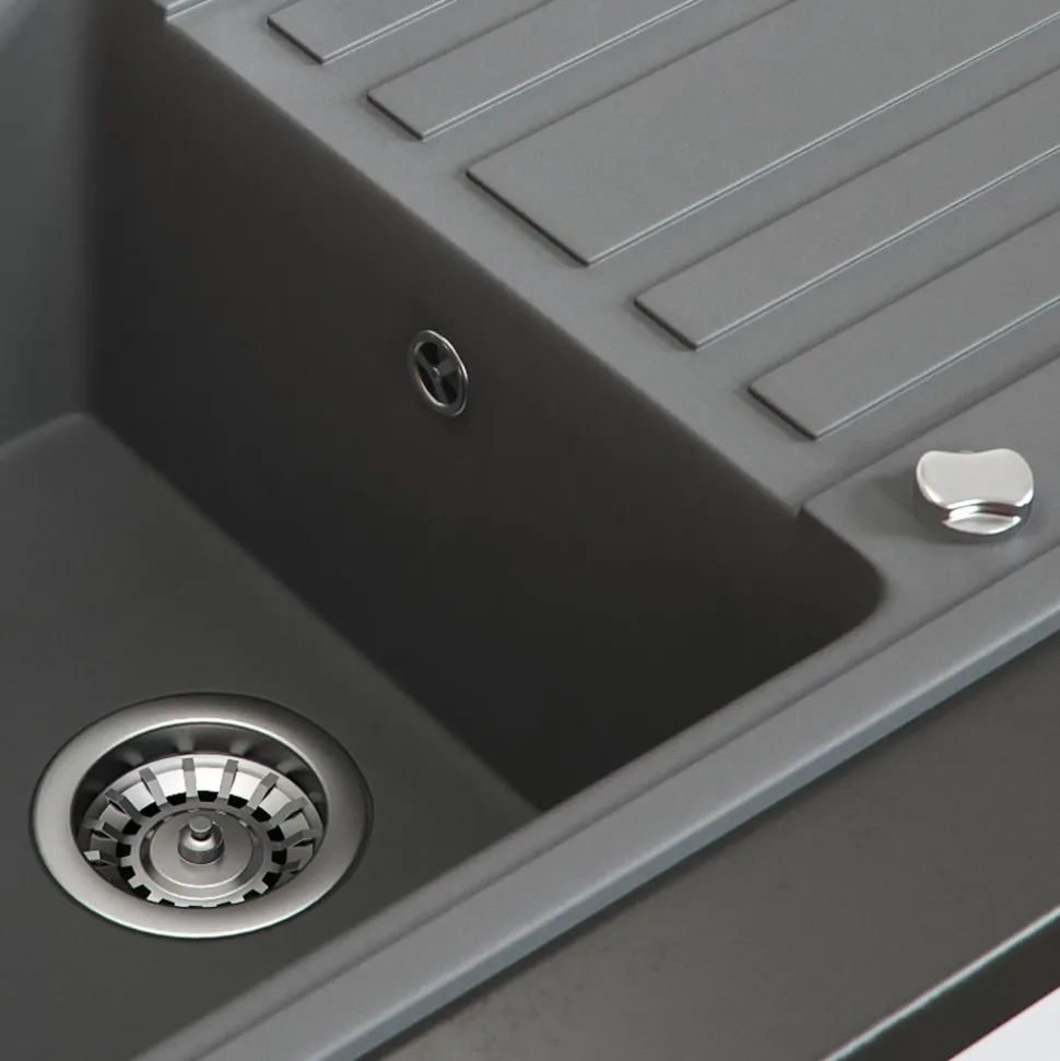 Spülbecken Grau 76.5 x 46 cm mit Trockenplatz Bergström