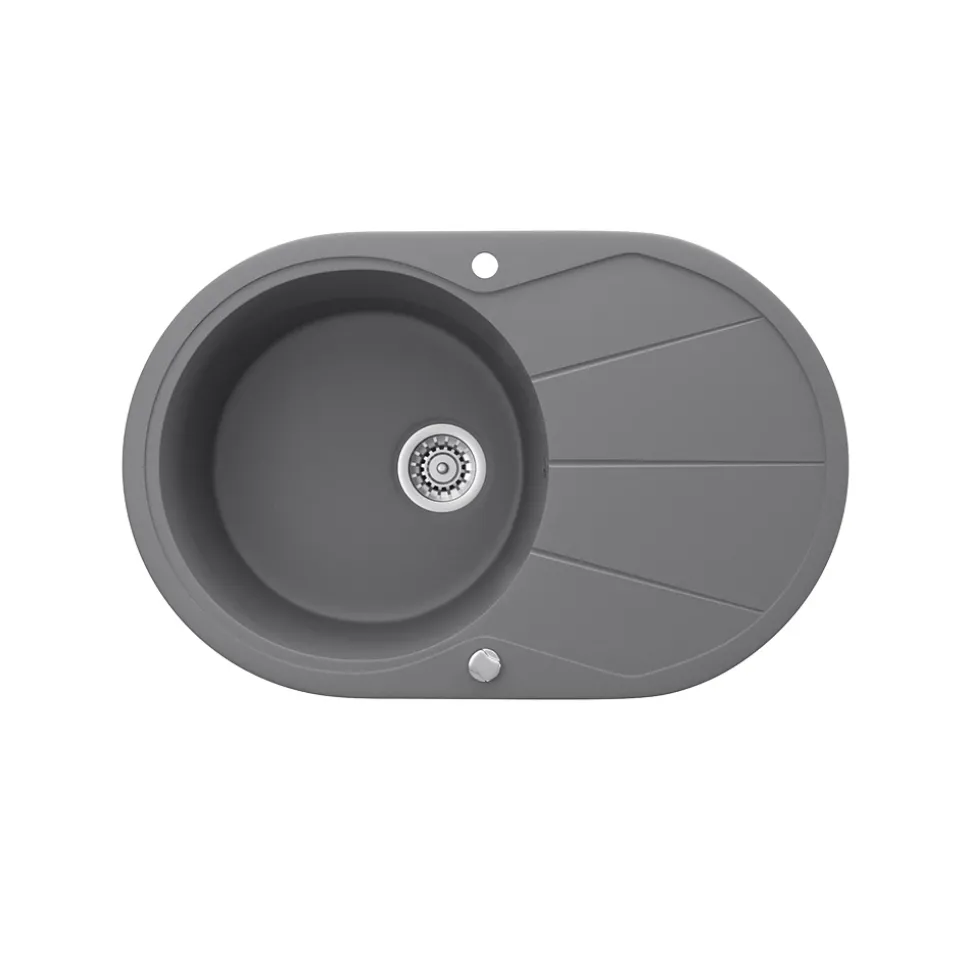 Spülbecken Grau 78 x 50 cm Rund mit Trockenplatz Bergström