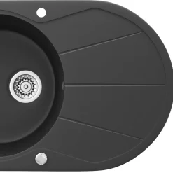 Spülbecken Schwarz 78 x 50 cm Rund mit Trockenplatz Bergström