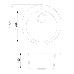 Spülbecken Schwarz 50.5 x 50.5 cm Rund Bergström