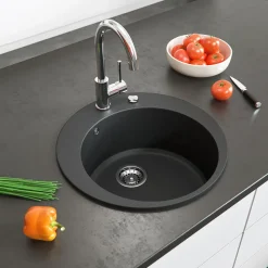 Spülbecken Schwarz 50.5 x 50.5 cm Rund Bergström