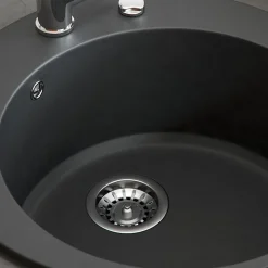 Spülbecken Schwarz 50.5 x 50.5 cm Rund Bergström