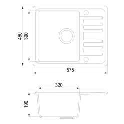 Spülbecken Schwarz 57.5 x 46 cm mit Trockenplatz Bergström