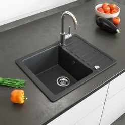 Spülbecken Schwarz 57.5 x 46 cm mit Trockenplatz Bergström