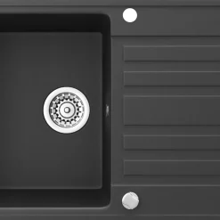 Spülbecken Schwarz 76.5 x 46 cm mit Trockenplatz Bergström