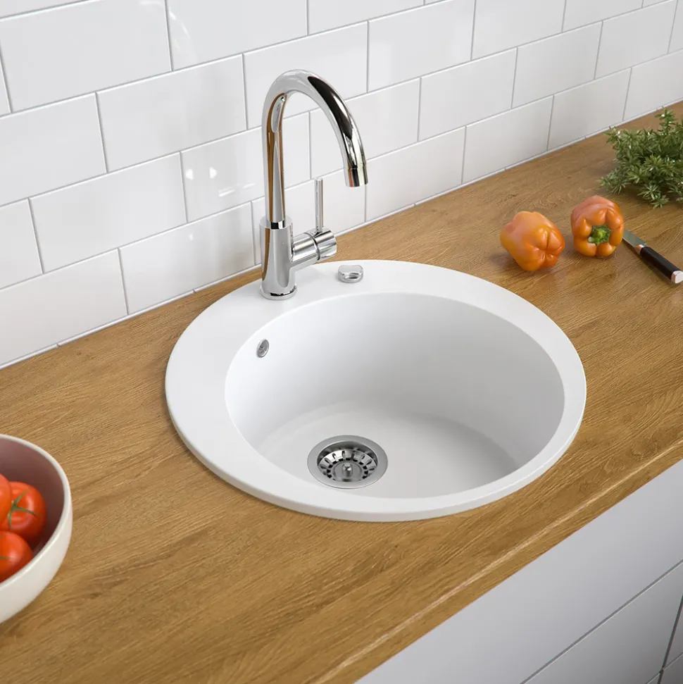 Spülbecken Weiß 50.5 x 50.5 cm Rund Bergström