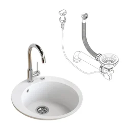 Spülbecken Weiß 50.5 x 50.5 cm Rund Bergström