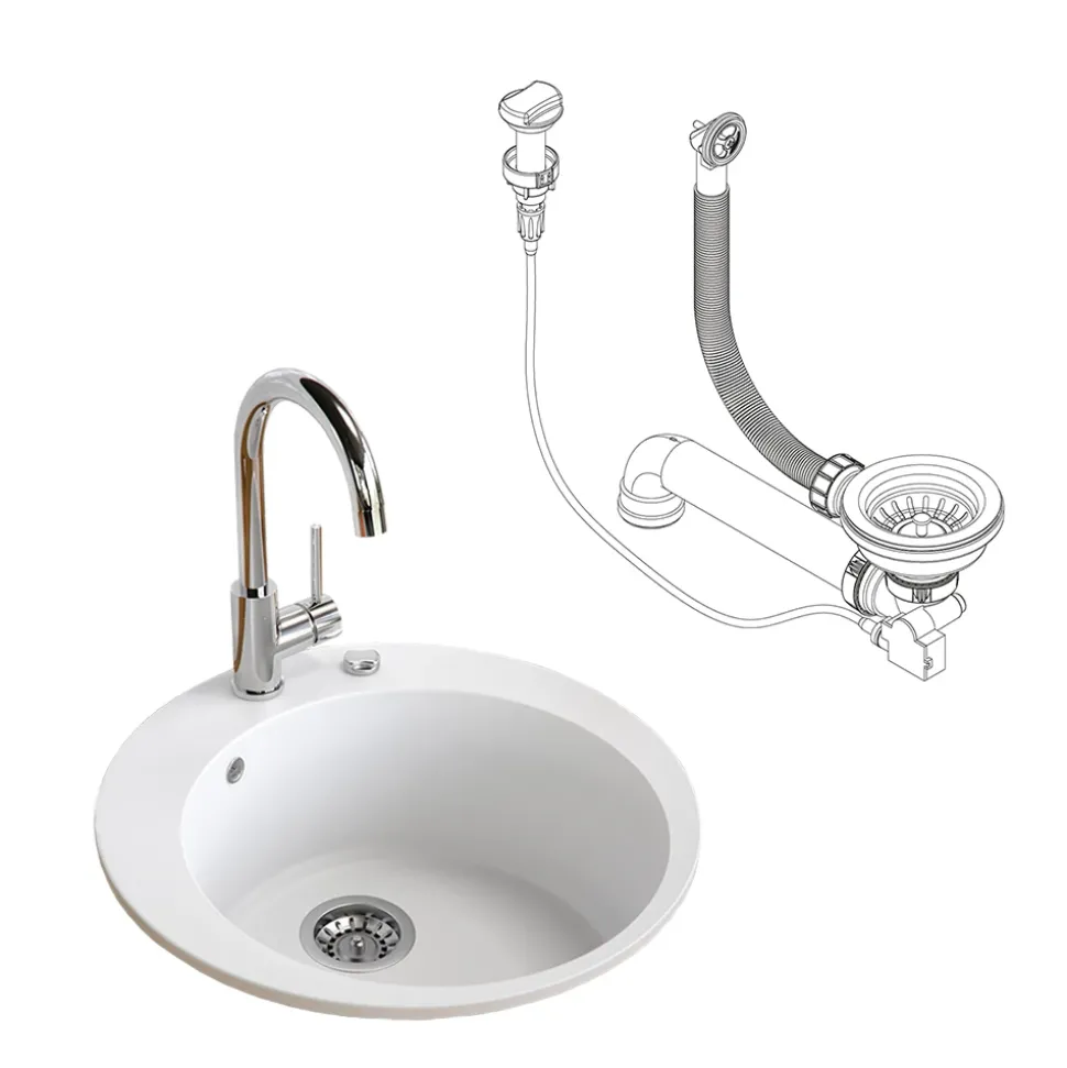 Spülbecken Weiß 50.5 x 50.5 cm Rund Bergström