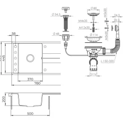 Spülbecken Kyoto Weiß 78 x 50 cm Bergström