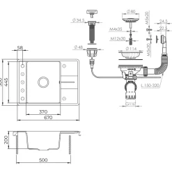 Spülbecken Osaka Weiß 67 x 50 cm Bergström