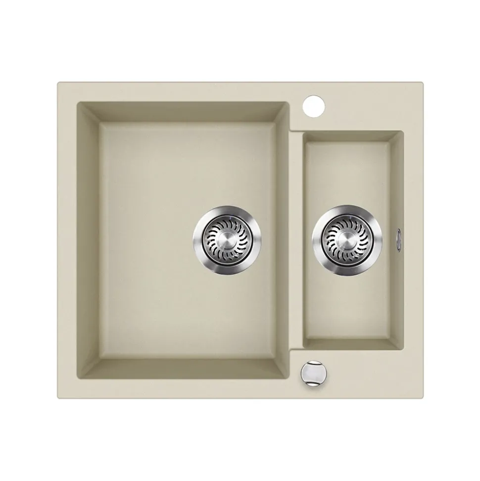 Spülbecken Prag Beige 58 x 50 cm mit 2 Spülen Bergström