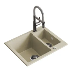 Spülbecken Prag Beige 58 x 50 cm mit 2 Spülen Bergström