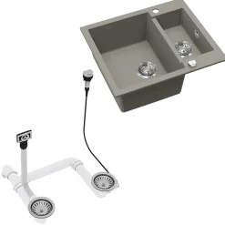 Spülbecken Prag Beton 58 x 50 cm mit 2 Spülen Bergström