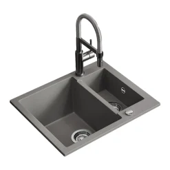 Spülbecken Prag Beton 58 x 50 cm mit 2 Spülen Bergström