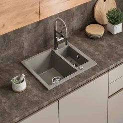 Spülbecken Prag Beton 58 x 50 cm mit 2 Spülen Bergström