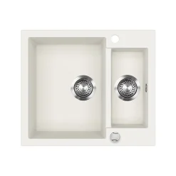 Spülbecken Prag Weiß 58 x 50 cm mit 2 Spülen Bergström