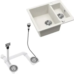 Spülbecken Prag Weiß 58 x 50 cm mit 2 Spülen Bergström