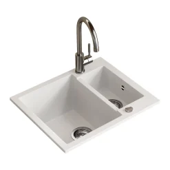 Spülbecken Prag Weiß 58 x 50 cm mit 2 Spülen Bergström