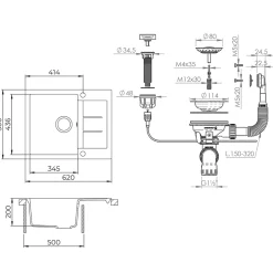 Spülbecken Rom Beige 62 x 50 cm Bergström