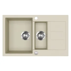 Spülbecken Seattle Beige 80 x 50 cm mit 2 Spülbecken & Trockenplatz Bergström