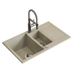 Spülbecken Seattle Beige 80 x 50 cm mit 2 Spülbecken & Trockenplatz Bergström