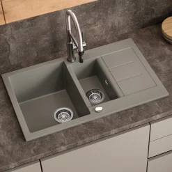 Spülbecken Seattle Beton 80 x 50 cm mit 2 Spülbecken & Trockenplatz Bergström