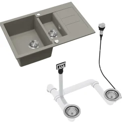 Spülbecken Seattle Beton 80 x 50 cm mit 2 Spülbecken & Trockenplatz Bergström