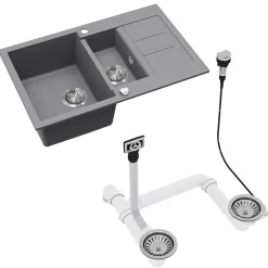 Spülbecken Seattle Grau 80 x 50 cm mit 2 Spülbecken & Trockenplatz Bergström