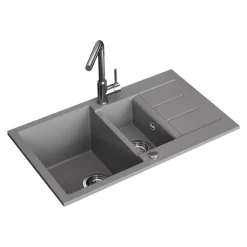 Spülbecken Seattle Grau 80 x 50 cm mit 2 Spülbecken & Trockenplatz Bergström