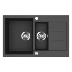 Spülbecken Seattle Schwarz 80 x 50 cm mit 2 Spülbecken & Trockenplatz Bergström