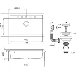 Spülbecken Sydney Beton 80 x 51 cm Bergström
