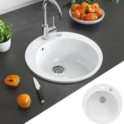 Spülbecken Valencia Weiß 50.5 x 50.5 cm Rund Bergström