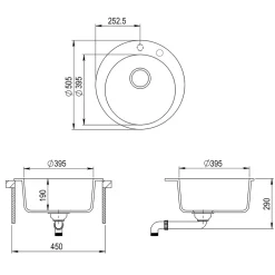 Spülbecken Valencia Weiß 50.5 x 50.5 cm Rund Bergström